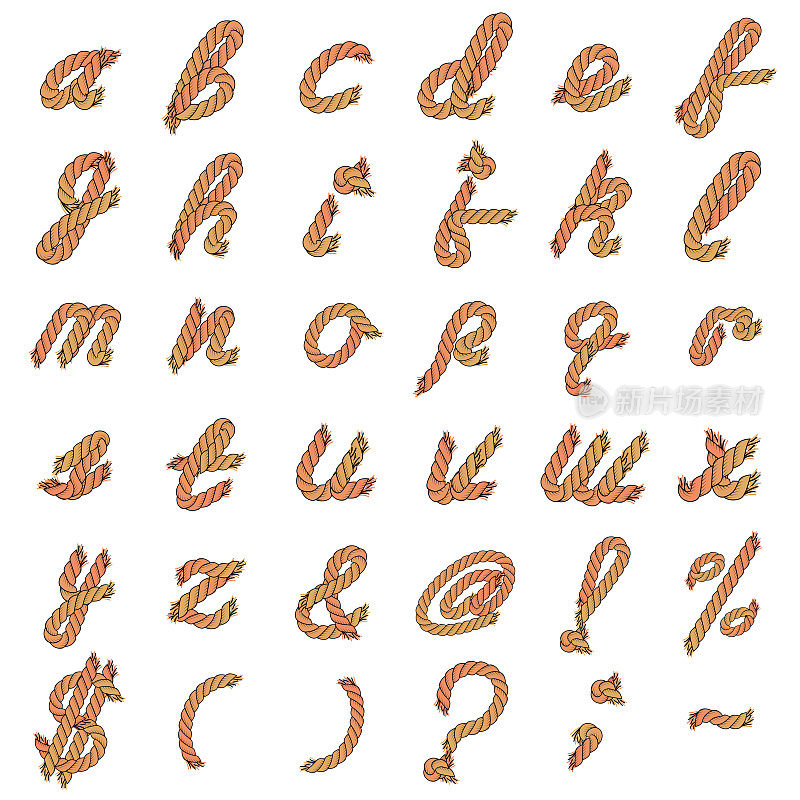Colorful Vector Rope Alphabet
